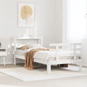 vidaXL Bed Frame with Headboard White 75x190 cm Small Single Solid Wood Pine - Bed Frame vidaXL Bed Frame with Headboard White 75x190 cm Small Single Solid Wood Pine - Bed Frame