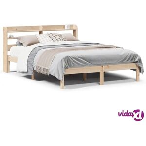 vidaXL Bed Frame with Headboard - Solid Pine Wood - 140x190 cm - Bed Type vidaXL Bed Frame with Headboard - Solid Pine Wood - 140x190 cm - Bed Type