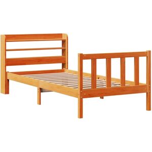 vidaXL sengeramme med hovedgærde - Træ, 135x190cm, Voksbrun - Sengeramme vidaXL sengeramme med hovedgærde - Træ, 135x190cm, Voksbrun - Sengeramme