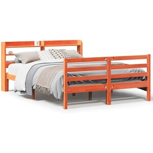 vidaXL Bed Frame with Headboard Wax Brown 150x200 cm King Size Solid Wood Pine - Bed Frame, King Size, Wooden, Storage, Rustic vidaXL Bed Frame with Headboard Wax Brown 150x200 cm King Size Solid Wood Pine - Bed Frame, King Size, Wooden, Storage, Rustic