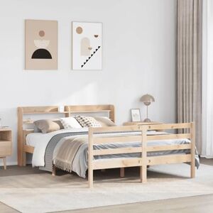 vidaXL Bed Frame with Headboard - Solid Wood Pine - 140x190 cm vidaXL Bed Frame with Headboard - Solid Wood Pine - 140x190 cm