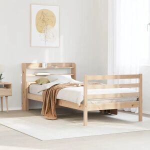 vidaXL Solid Pine Wood Bed Frame with Headboard - 100x200cm vidaXL Solid Pine Wood Bed Frame with Headboard - 100x200cm