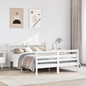 vidaXL Bed Frame with Headboard White - 150x200cm - Solid Wood Pine vidaXL Bed Frame with Headboard White - 150x200cm - Solid Wood Pine