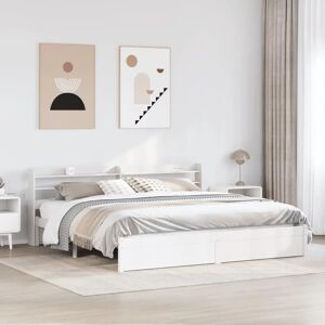 vidaXL Bed Frame with Headboard White 180x200 cm Super King Solid Wood Pine - Bed Frame vidaXL Bed Frame with Headboard White 180x200 cm Super King Solid Wood Pine - Bed Frame