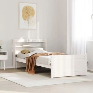 vidaXL Bed Frame with Headboard White 75x190 cm Small Single Solid Wood Pine - Bed Frame vidaXL Bed Frame with Headboard White 75x190 cm Small Single Solid Wood Pine - Bed Frame