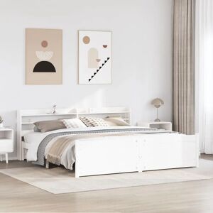 vidaXL Bed Frame with Headboard White 180x200 cm Super King - Bed Frame vidaXL Bed Frame with Headboard White 180x200 cm Super King - Bed Frame
