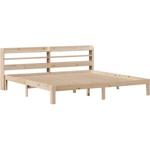 vidaXL Bettgestell mit Kopfteil 180x200 cm - Naturholz - Bettgestell vidaXL Bettgestell mit Kopfteil 180x200 cm - Naturholz - Bettgestell