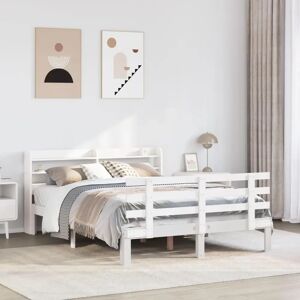 vidaXL Bed Frame with Headboard - Double Solid Wood Pine 135x190 cm vidaXL Bed Frame with Headboard - Double Solid Wood Pine 135x190 cm
