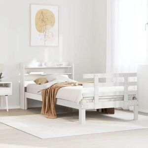 vidaXL Pine Wood Bed Frame with Headboard - 100x200 cm - Bed Frame vidaXL Pine Wood Bed Frame with Headboard - 100x200 cm - Bed Frame