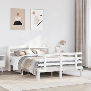 vidaXL Bed Frame with Headboard White 150x200 cm King Size Solid Wood Pine - Bed Frame vidaXL Bed Frame with Headboard White 150x200 cm King Size Solid Wood Pine - Bed Frame