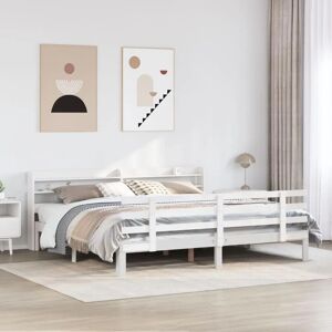 vidaXL Bed Frame with Headboard White 180x200 cm Super King Solid Wood Pine - Bed Frame vidaXL Bed Frame with Headboard White 180x200 cm Super King Solid Wood Pine - Bed Frame