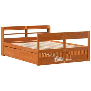 vidaXL Bed Frame Double Solid Wood Pine - Support & Storage vidaXL Bed Frame Double Solid Wood Pine - Support & Storage