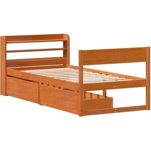 vidaXL Bed Frame Small Single Wax Brown - Bed Frame vidaXL Bed Frame Small Single Wax Brown - Bed Frame