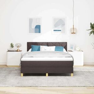 VidaXL Dark Brown Fabric Bed with Mattress & Topper - Bed VidaXL Dark Brown Fabric Bed with Mattress & Topper - Bed