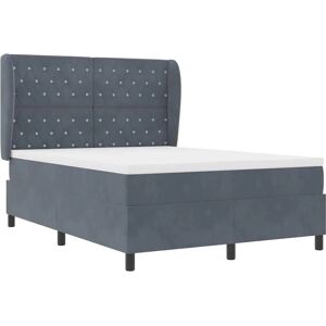 VidaXL Dark Gray Velvet Double Bed with Pocket Springs - Bed VidaXL Dark Gray Velvet Double Bed with Pocket Springs - Bed