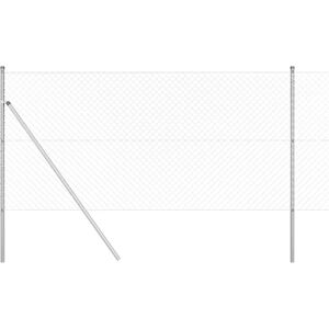 Vidaxl Silver Chain Link Fence with 7 Posts - Outdoor Durable Steel Vidaxl Silver Chain Link Fence with 7 Posts - Outdoor Durable Steel