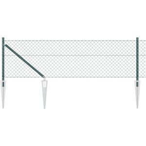 Vidaxl Green Galvanized Steel Fence with 13 Posts - Fence Vidaxl Green Galvanized Steel Fence with 13 Posts - Fence