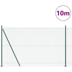 Cerca de cadena verde con 7 postes de acero galvanizado - Vidaxl Cerca de cadena verde con 7 postes de acero galvanizado - Vidaxl