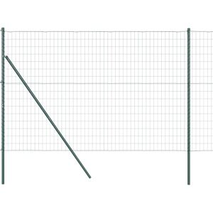 vidaXL Green Galvanized Steel Fence 7 Posts - Fence vidaXL Green Galvanized Steel Fence 7 Posts - Fence