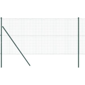 vidaXL Green Metal Garden Fence 13 Galvanized Steel Posts vidaXL Green Metal Garden Fence 13 Galvanized Steel Posts