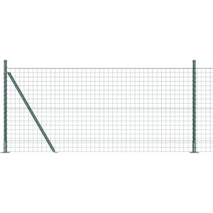 vidaXL Green Metal Garden Fence with Posts and Galvanized Steel Brackets - Fence vidaXL Green Metal Garden Fence with Posts and Galvanized Steel Brackets - Fence