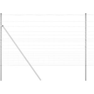 vidaXL Metal Gray Galvanized Steel Garden Fence vidaXL Metal Gray Galvanized Steel Garden Fence