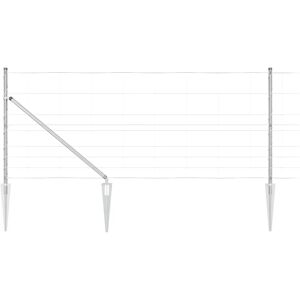 vidaXL Gray Metal Field Fence with Spike Anchors - Fence vidaXL Gray Metal Field Fence with Spike Anchors - Fence