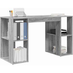 Vidaxl Sonoma Grey Modern Desk with Shelves - Desk Vidaxl Sonoma Grey Modern Desk with Shelves - Desk
