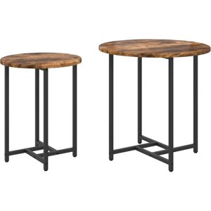 vidaXL Side Table Set of 2 in Smoked Oak - Side Table vidaXL Side Table Set of 2 in Smoked Oak - Side Table