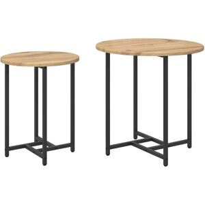 vidaXL Set of 2 Artisan side tables - Side Tables - Brown - Mid-sized vidaXL Set of 2 Artisan side tables - Side Tables - Brown - Mid-sized