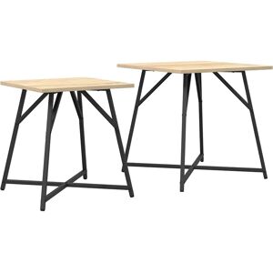 vidaXL Side Table Set of 2 Sonoma Oak - Wood and Metal Compact vidaXL Side Table Set of 2 Sonoma Oak - Wood and Metal Compact