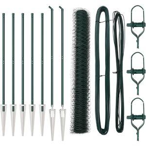 vidaXL Garden Fence Set - Durable Galvanized Steel - Green - Garden Fence Set vidaXL Garden Fence Set - Durable Galvanized Steel - Green - Garden Fence Set