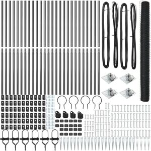 VidaXL Gray Metal Garden Fence Set - Durable, Easy to Install, Complete Kit VidaXL Gray Metal Garden Fence Set - Durable, Easy to Install, Complete Kit
