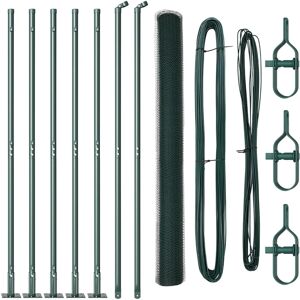 vidaXL Garden Fence - 10x1.4m, Green, Galvanized Steel, Easy Install vidaXL Garden Fence - 10x1.4m, Green, Galvanized Steel, Easy Install