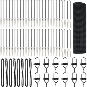 VidaXL Gray Garden Fence - 13 Posts, Steel & Plastic VidaXL Gray Garden Fence - 13 Posts, Steel & Plastic