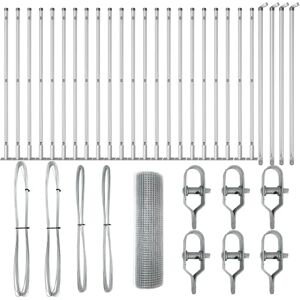 Vidaxl Steel Fencing - 13 Posts with Clamps - Durable Galvanized Steel - Modern Industrial Style Vidaxl Steel Fencing - 13 Posts with Clamps - Durable Galvanized Steel - Modern Industrial Style