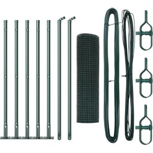 vidaXL Green Metal Garden Fence with Posts - Garden Fence vidaXL Green Metal Garden Fence with Posts - Garden Fence