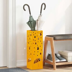 vidaXL Umbrella Stand Mustard Yellow Metal Compact Decorative Inlays - Umbrella Stand vidaXL Umbrella Stand Mustard Yellow Metal Compact Decorative Inlays - Umbrella Stand