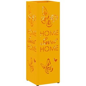 vidaXL Umbrella Stand Mustard Yellow Metal Decorative Inlays - Umbrella Stand vidaXL Umbrella Stand Mustard Yellow Metal Decorative Inlays - Umbrella Stand