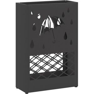 vidaXL Black steel umbrella stand - 28x12x41 cm - Umbrella Stand vidaXL Black steel umbrella stand - 28x12x41 cm - Umbrella Stand