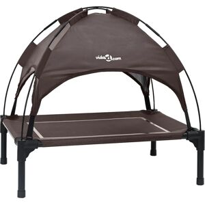 vidaXL Dog Bed Brown Polyester - Medium Elevated 90x81x80.5 cm vidaXL Dog Bed Brown Polyester - Medium Elevated 90x81x80.5 cm
