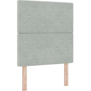 vidaXL Upholstered Headboard with Crystal Buttons - Light Grey - 80 cm Headboard vidaXL Upholstered Headboard with Crystal Buttons - Light Grey - 80 cm Headboard