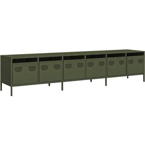 vidaXL 3307153 Steel TV Cabinet - Olive Green - TV Stand with Storage vidaXL 3307153 Steel TV Cabinet - Olive Green - TV Stand with Storage