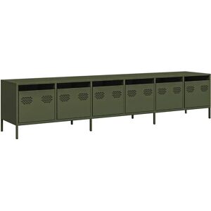 vidaXL 3307153 Meuble TV en Acier - Vert Olive - Support avec Rangement - Publicité vidaXL 3307153 Meuble TV en Acier - Vert Olive - Support avec Rangement - Publicité