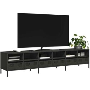 vidaXL 202x39x43.5 cm Black Steel TV Cabinet - TV Cabinet vidaXL 202x39x43.5 cm Black Steel TV Cabinet - TV Cabinet