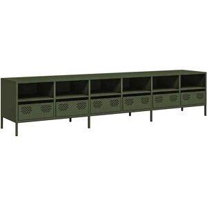 vidaXL meuble TV vert olive - centre de divertissement/armoire TV - Publicité vidaXL meuble TV vert olive - centre de divertissement/armoire TV - Publicité