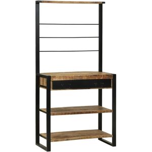 vidaXL Kitchen Shelf - Solid Acacia & Metal - Brown - 80x40x160cm - Kitchen Shelf vidaXL Kitchen Shelf - Solid Acacia & Metal - Brown - 80x40x160cm - Kitchen Shelf