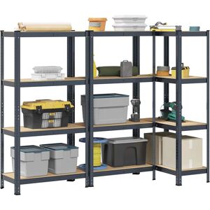 vidaXL 4-Layer Storage Shelves 3 pcs Anthracite Steel & Engineered Wood - Storage Shelves vidaXL 4-Layer Storage Shelves 3 pcs Anthracite Steel & Engineered Wood - Storage Shelves