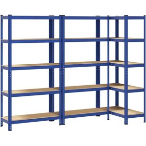 vidaXL 5-Layer Storage Shelves - Blue Steel & Wood vidaXL 5-Layer Storage Shelves - Blue Steel & Wood
