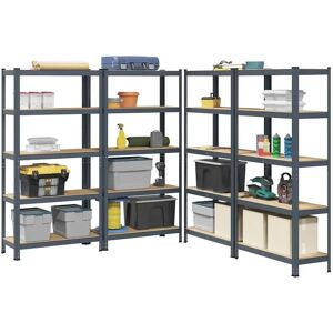 vidaXL 5-Layer Storage Shelves - Anthracite Steel & Engineered Wood vidaXL 5-Layer Storage Shelves - Anthracite Steel & Engineered Wood